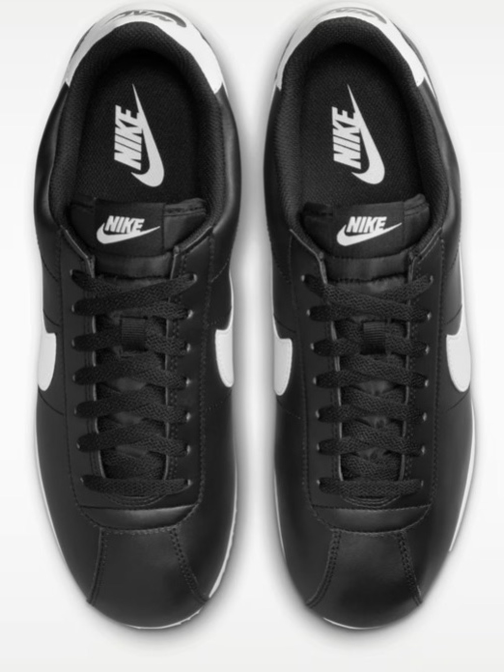 Nike Cortez Black Leather Sneakers with White - Picture 2 of 2